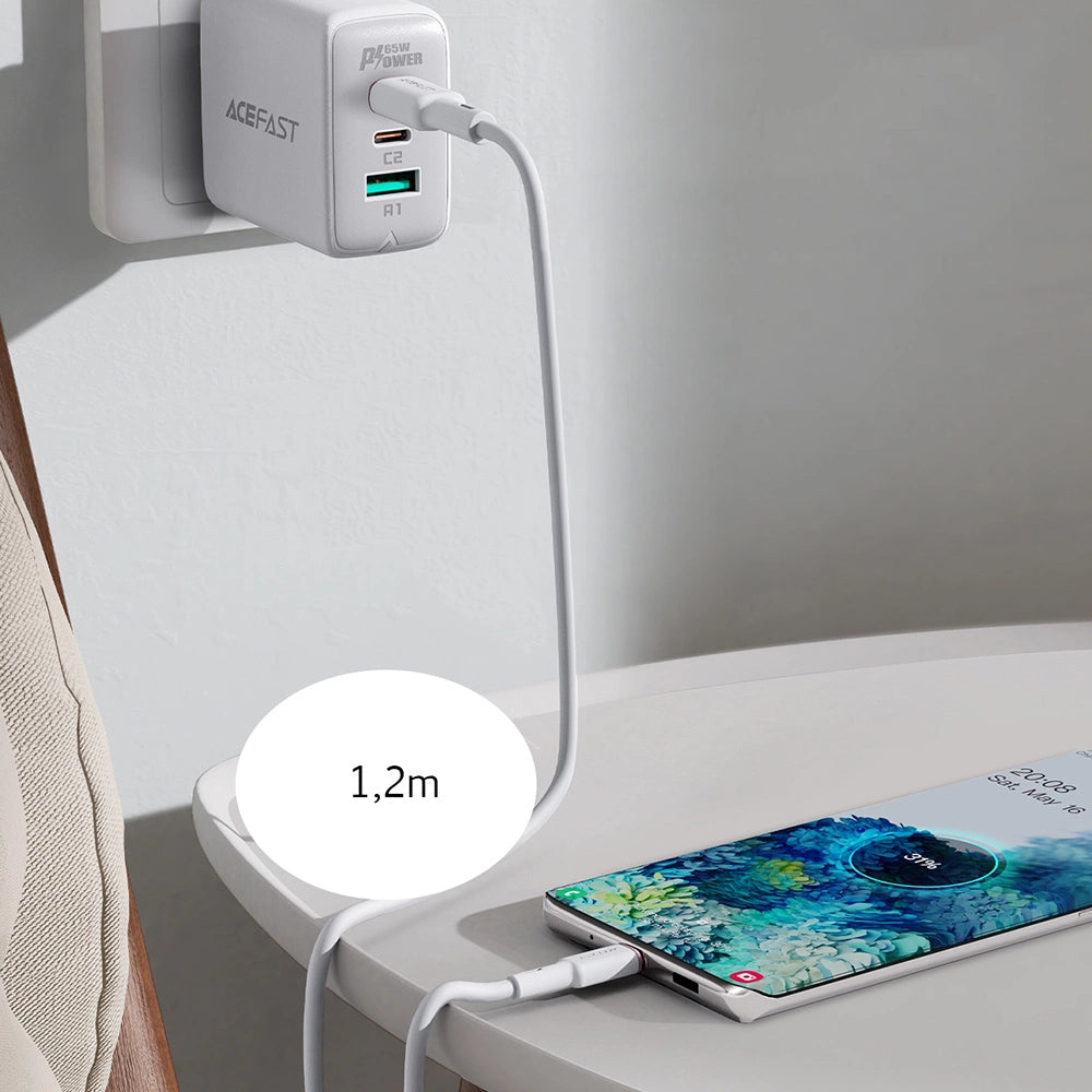 Acefast C2-03-CC USB-C – USB-C PD QC-Kabel 60 W 3 A 480 Mbit/s 1,2 m – Weiß