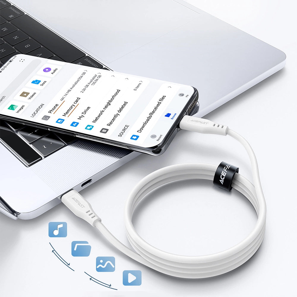 Acefast C3-03 USB-C – USB-C PD QC-Kabel 60 W 3 A 480 Mbit/s 1,2 m – Weiß