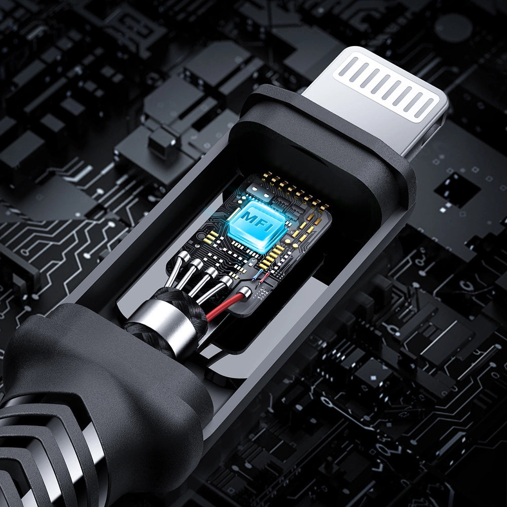 Acefast C4-01 Lightning – USB-C PD-Kabel 30 W 3 A 480 Mbit/s 1,8 m – Schwarz