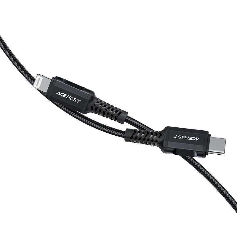 Acefast C4-01 Lightning – USB-C PD-Kabel 30 W 3 A 480 Mbit/s 1,8 m – Schwarz
