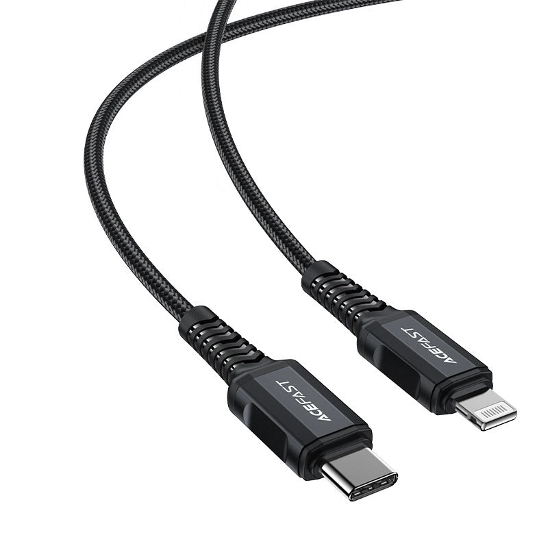 Acefast C4-01 Lightning – USB-C PD-Kabel 30 W 3 A 480 Mbit/s 1,8 m – Schwarz