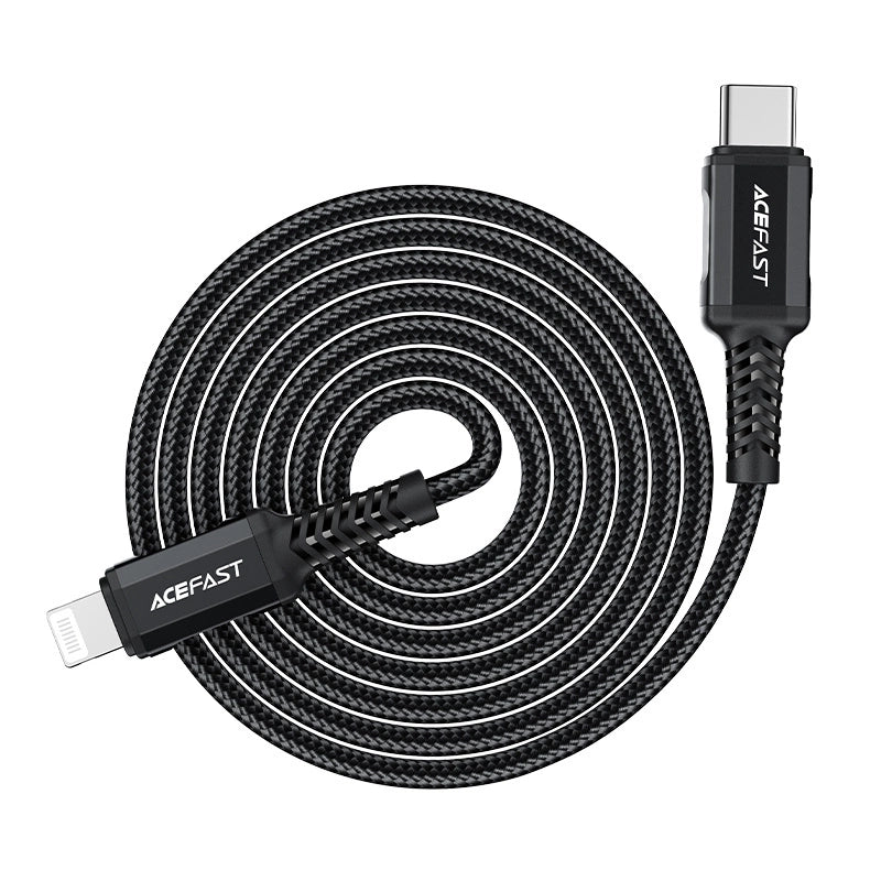 Acefast C4-01 Lightning – USB-C PD-Kabel 30 W 3 A 480 Mbit/s 1,8 m – Schwarz
