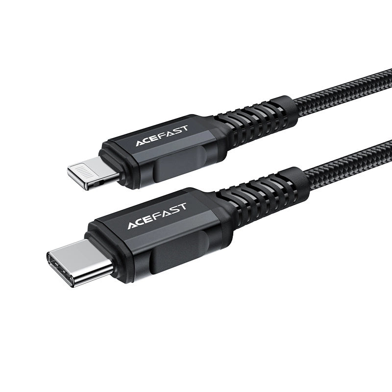 Acefast C4-01 Lightning – USB-C PD-Kabel 30 W 3 A 480 Mbit/s 1,8 m – Schwarz