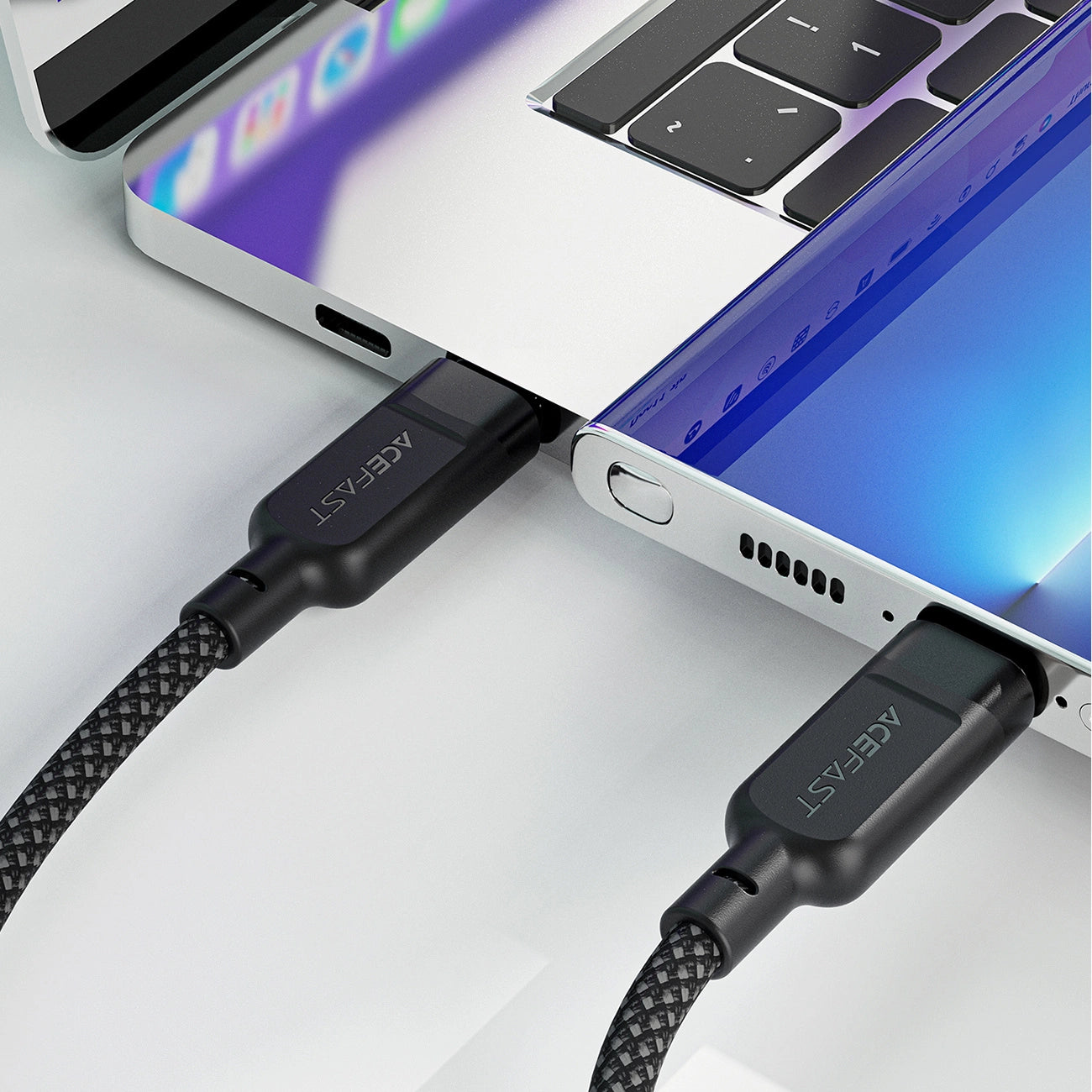 Acefast C5 USB-C – USB-C / USB-C 2in1 100 W 480 Mbit/s Kabel – Schwarz