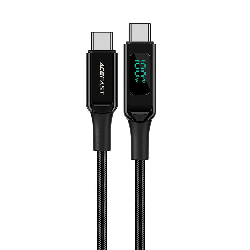 Acefast C6-03 Schwarz USB-C - USB-C PD QC-Kabel 100 W 5 A 480 Mbit/s 2 m – Schwarz