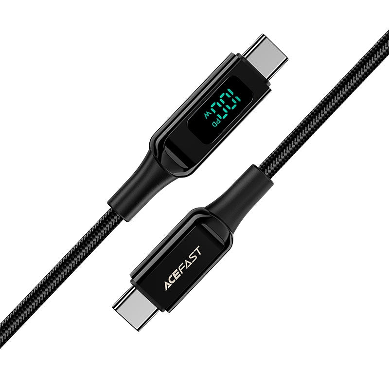 Acefast C6-03 Schwarz USB-C - USB-C PD QC-Kabel 100 W 5 A 480 Mbit/s 2 m – Schwarz