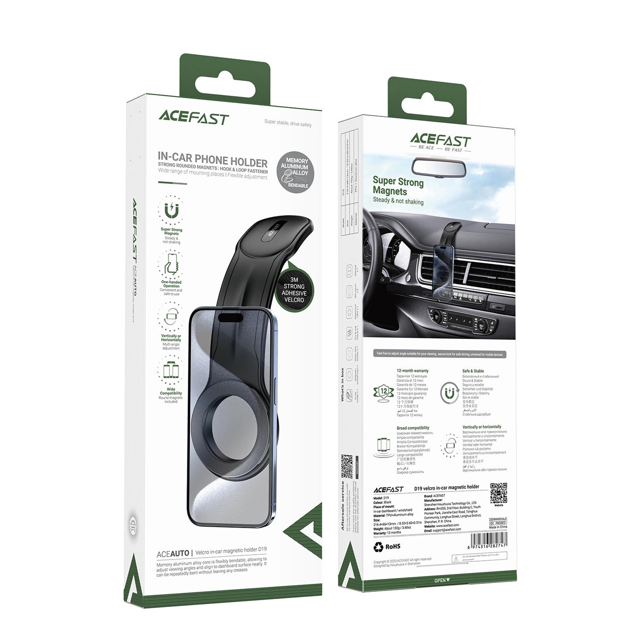 Acefast D19 magnetische Autohalterung für das Cockpit – schwarz