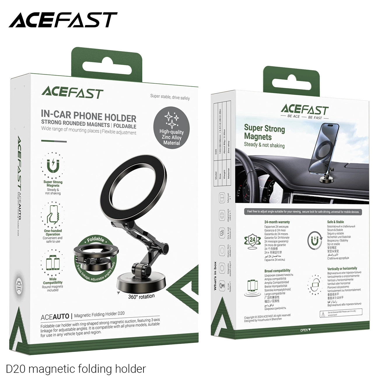 Acefast D20 faltbarer Magnethalter – grau