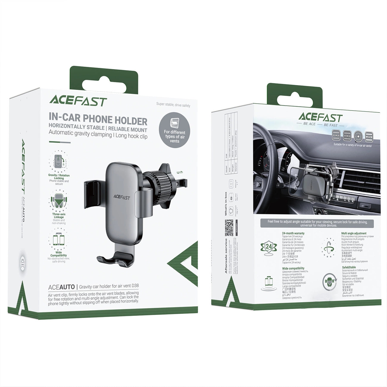 Acefast D38 Schwerkraft-Autohalterung für Lüftungsschlitze – schwarz