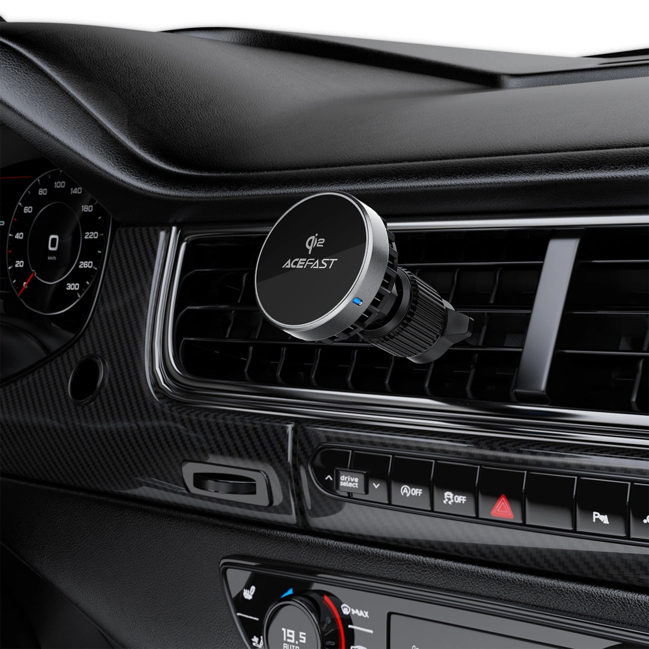 Acefast D40 Autohalterung mit Qi2 15W magnetischem Ladegerät für Lüftungsschlitze - Schwarz