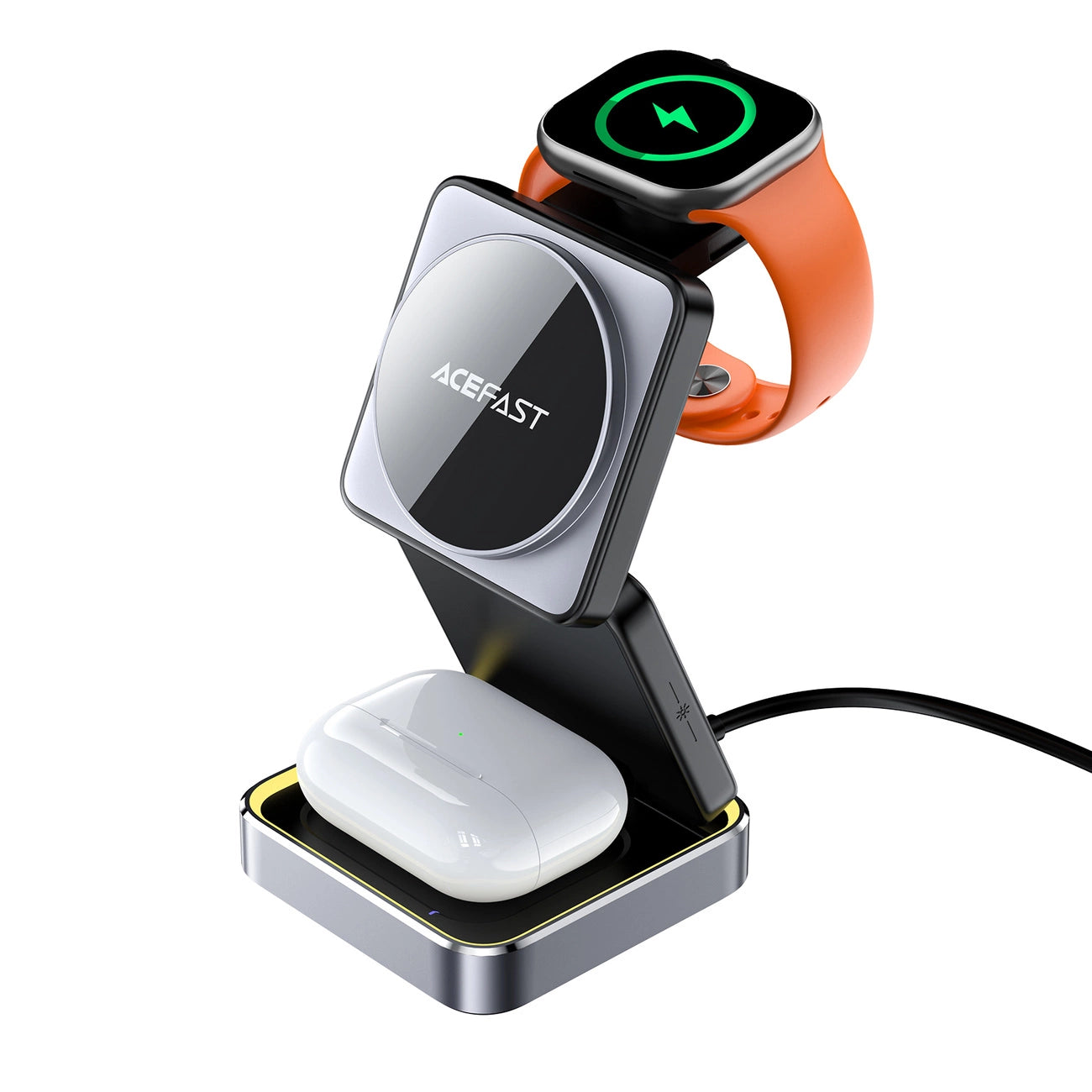 Acefast E20 3-in-1-Induktionsladegerät – Schwarz