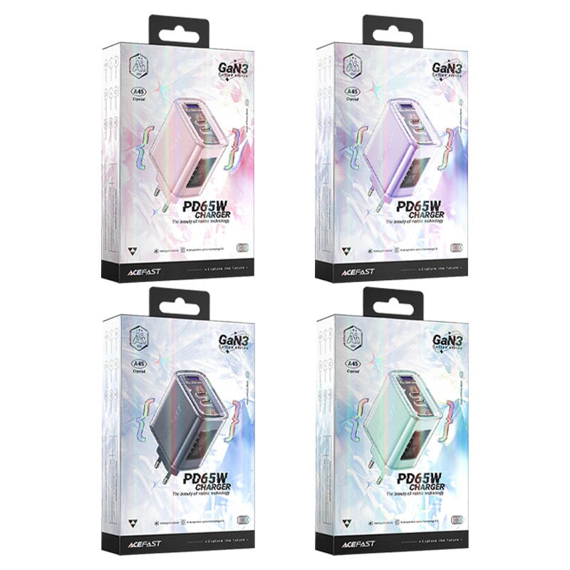 Acefast GaN Ladegerät 65W 3 Ports (1xUSB, 2xUSB C) grün (A45)