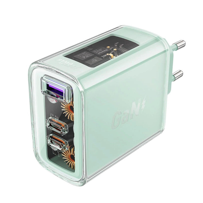 Acefast GaN Ladegerät 65W 3 Ports (1xUSB, 2xUSB C) grün (A45)