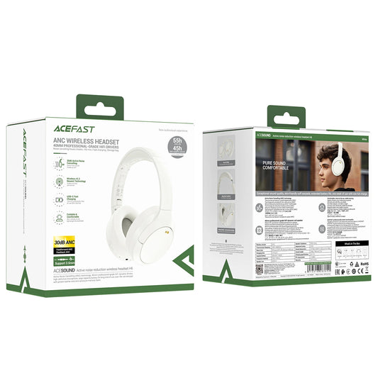 Acefast H6 ANC Kabellose Bluetooth 5.3 IPX4 Over-Ear-Kopfhörer - Weiß