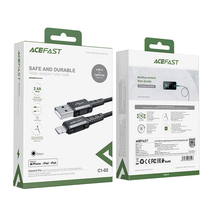 Acefast Kabel MFI USB - Lightning 1,2m, 2,4A schwarz (C1-02 schwarz)