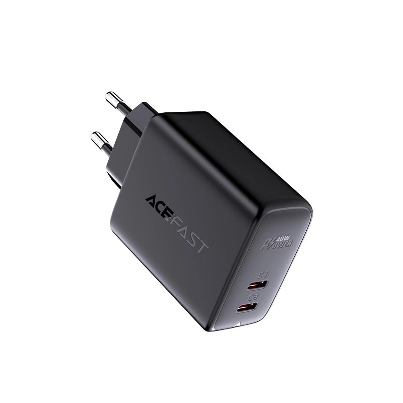 Acefast Ladegerät 2x USB Typ C 40W, PPS, PD, QC 3.0, AFC, FCP schwarz (A9 schwarz)