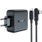 Acefast Schnellladegerät GaN 3xUSB-C/1xUSB-A 100W schwarz + abgewinkeltes Kabel USB-C - USB-C 100W 2m schwarz