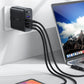 Acefast Schnellladegerät GaN 3xUSB-C/1xUSB-A 100W schwarz + abgewinkeltes Kabel USB-C - USB-C 100W 2m schwarz