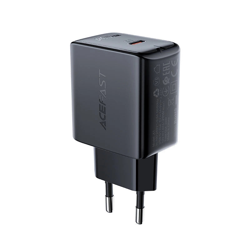 Acefast schnelles USB Typ C 20W Power Delivery Ladegerät schwarz (A1 EU schwarz)
