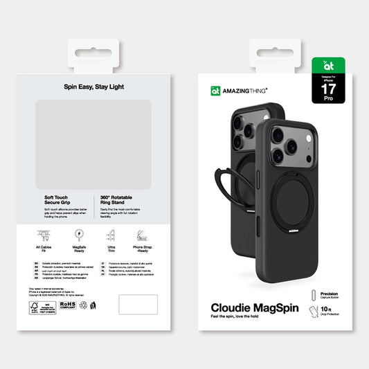 AmazingThing Cloudie iPhone 17 Pro Hülle mit Ständer - Schwarz