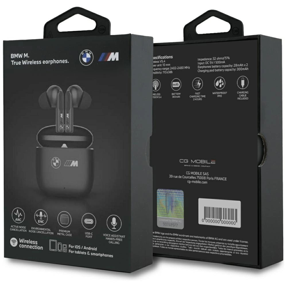 BMW M Metal M Logo Print ANC-ENC TWS Bluetooth-Kopfhörer - Schwarz
