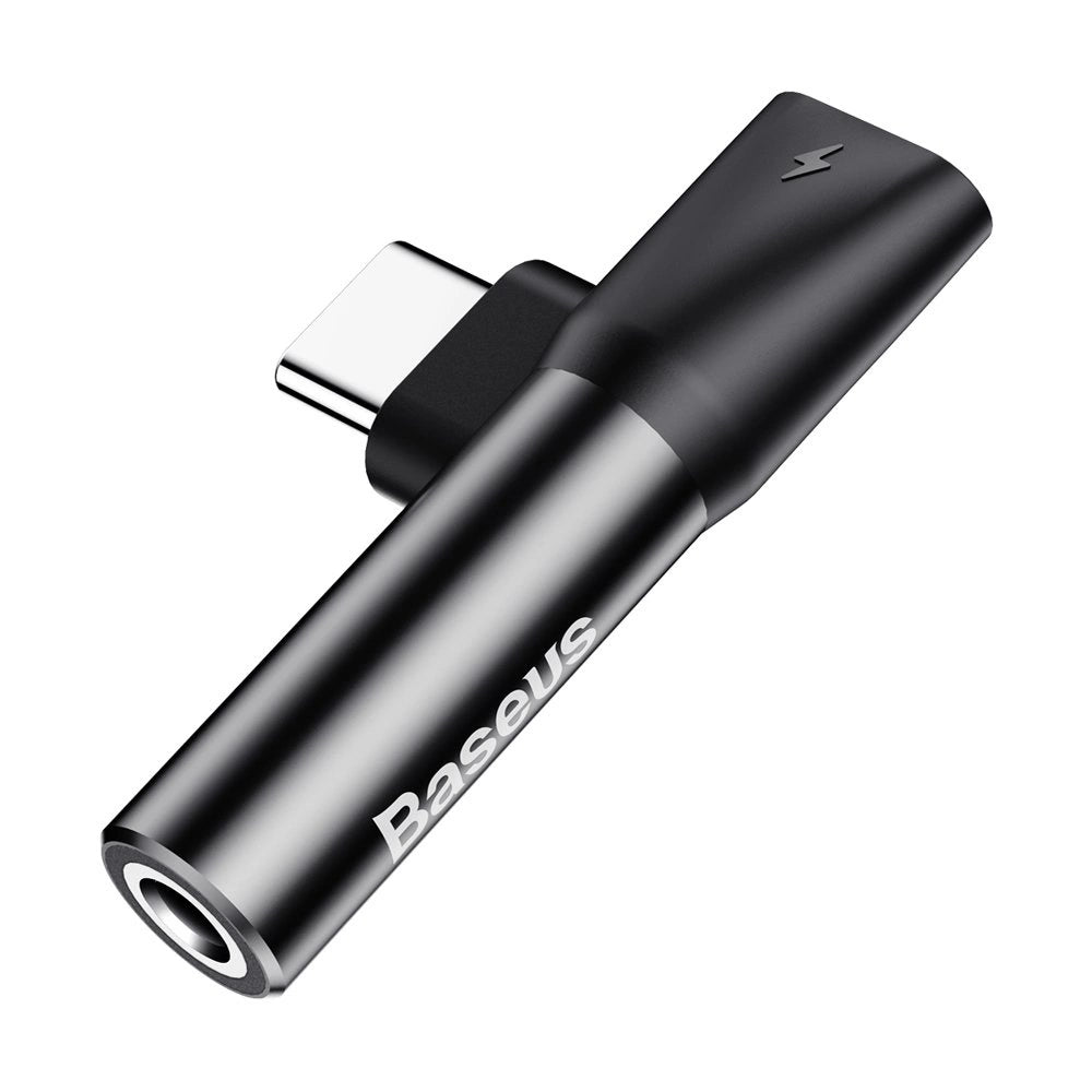 Baseus Audio Converter L41 Adapter von USB-C auf USB-C-Anschluss + 3,5-mm-Kopfhöreranschluss schwarz (CATL41-01)