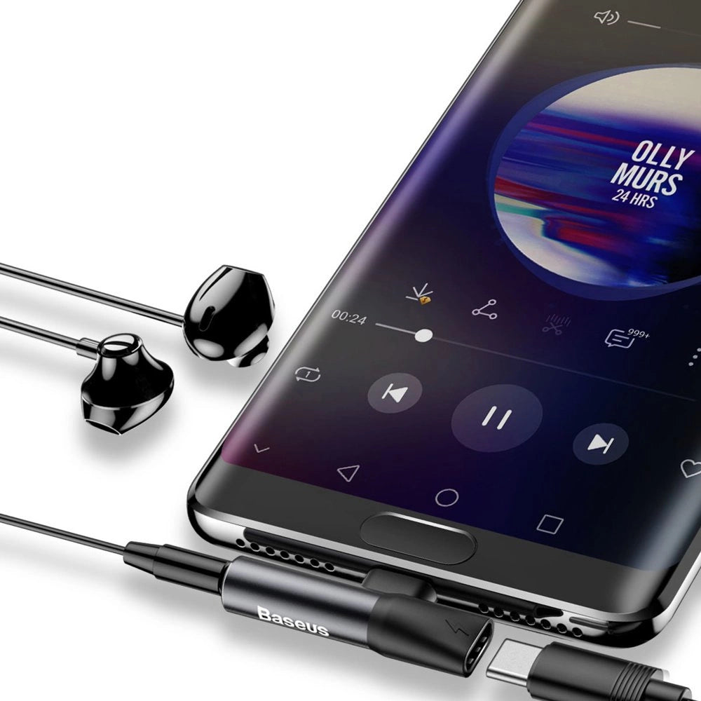 Baseus Audio Converter L41 Adapter von USB-C auf USB-C-Anschluss + 3,5-mm-Kopfhöreranschluss schwarz (CATL41-01)