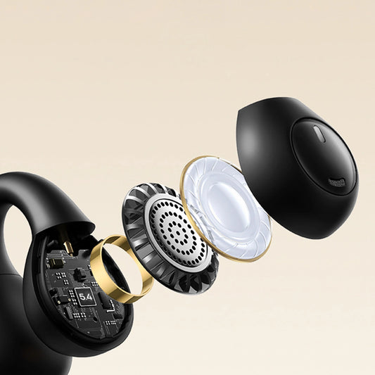 Baseus Bass 15 Clip OWS Kabelloser Kopfhörer mit Baseus Simple USB-C 3A 30cm Kabel – Schwarz