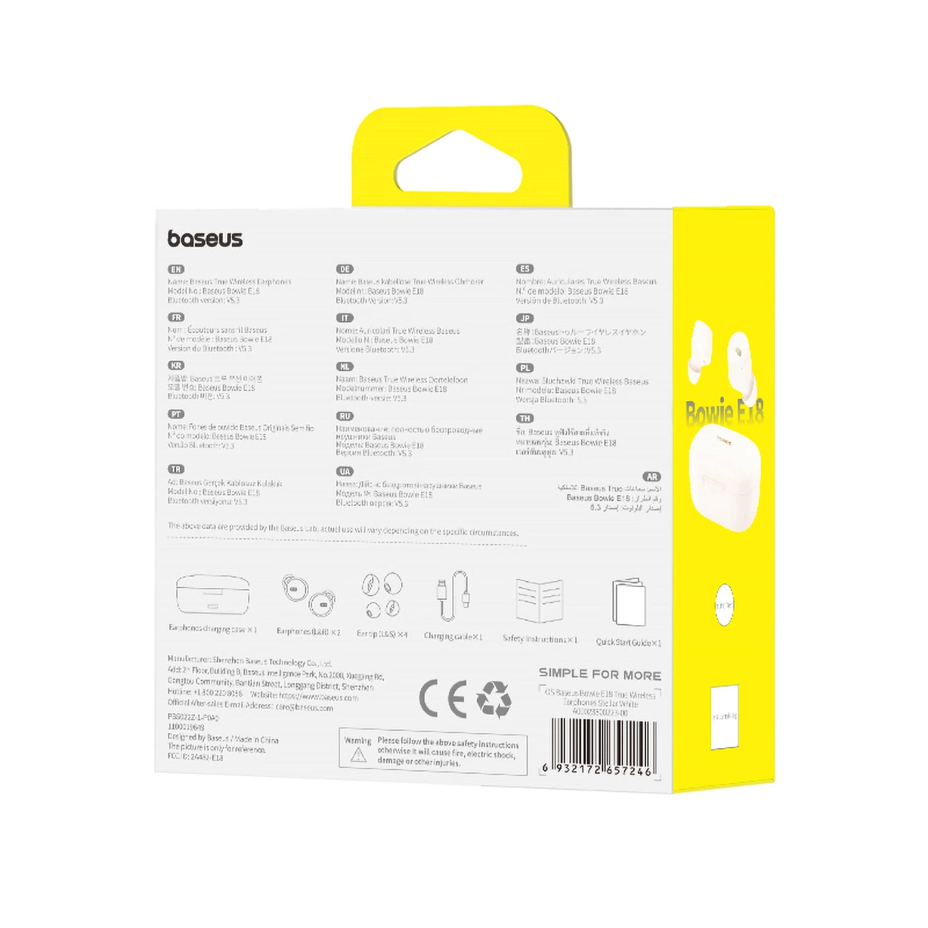 Baseus Bowie E18 kabellose TWS ENC IPX4 Kopfhörer – weiß