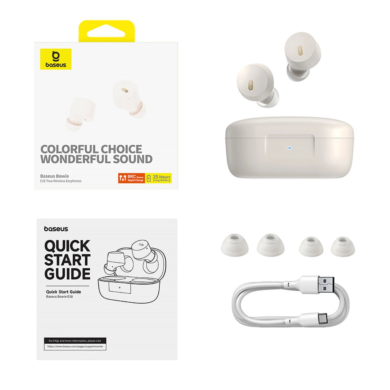 Baseus Bowie E18 kabellose TWS ENC IPX4 Kopfhörer – weiß