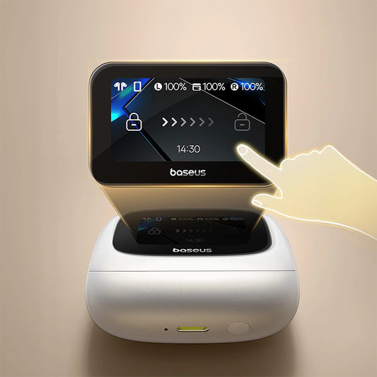 Baseus Bowie M2s Ultra TWS Kabellose In-Ear-Kopfhörer mit interaktivem Bildschirm – Weiß