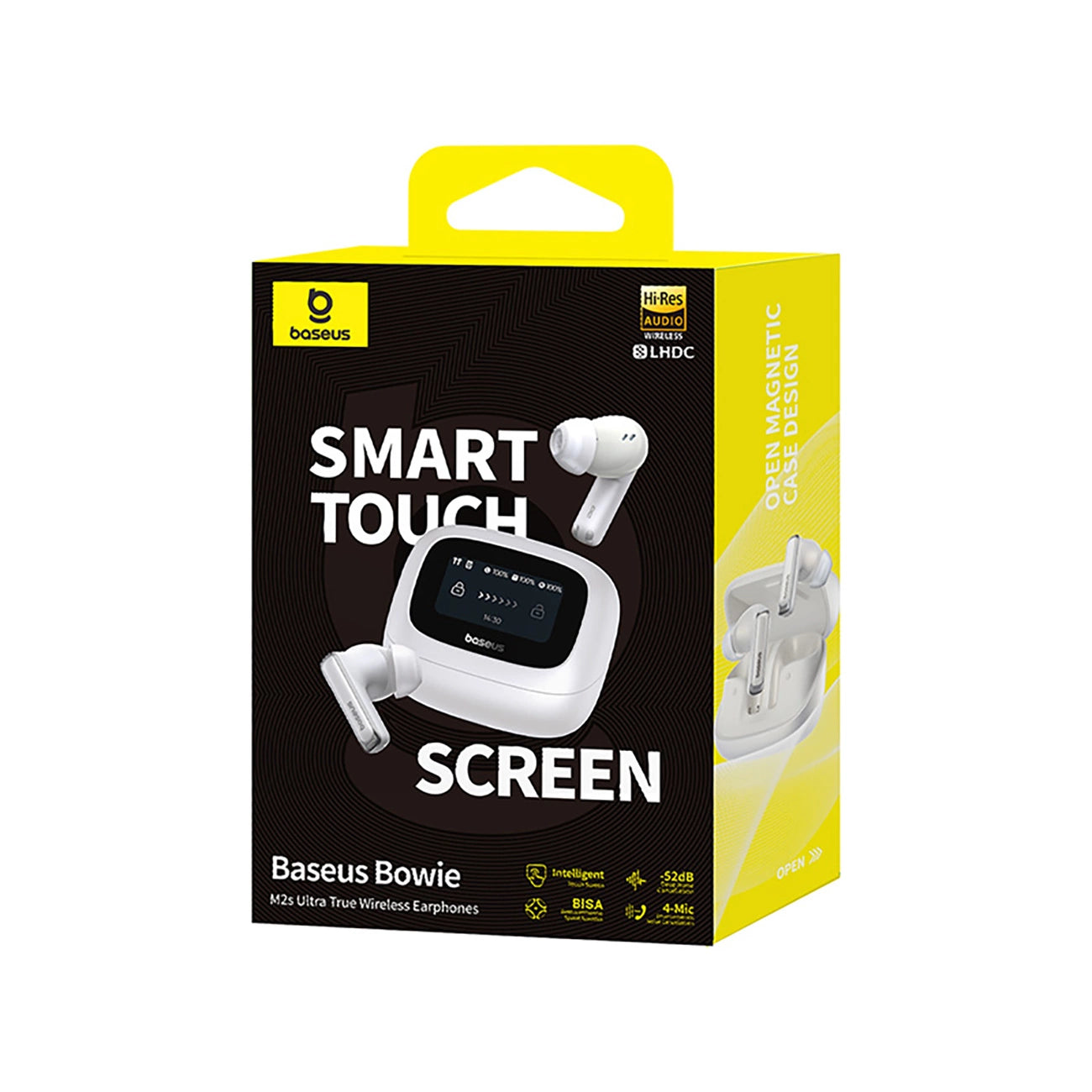 Baseus Bowie M2s Ultra TWS Kabellose In-Ear-Kopfhörer mit interaktivem Bildschirm – Weiß