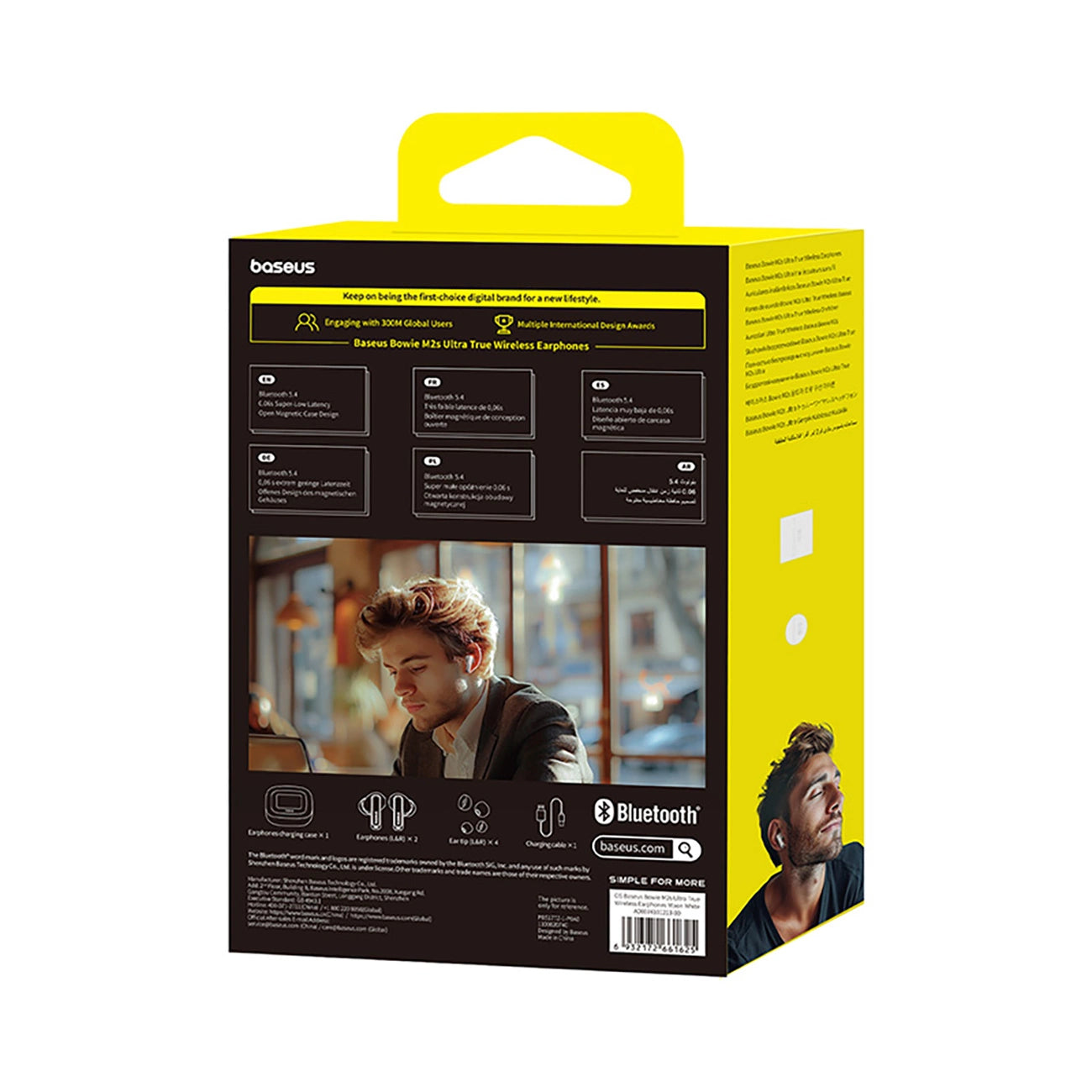 Baseus Bowie M2s Ultra TWS Kabellose In-Ear-Kopfhörer mit interaktivem Bildschirm – Weiß