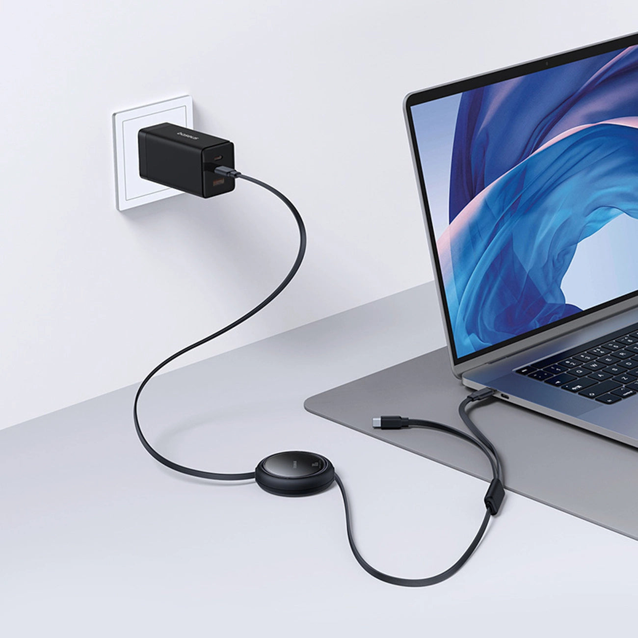Baseus Bright Mirror Series USB-C Einziehbares Kabel - 2 x USB-C 100W 1m - Schwarz
