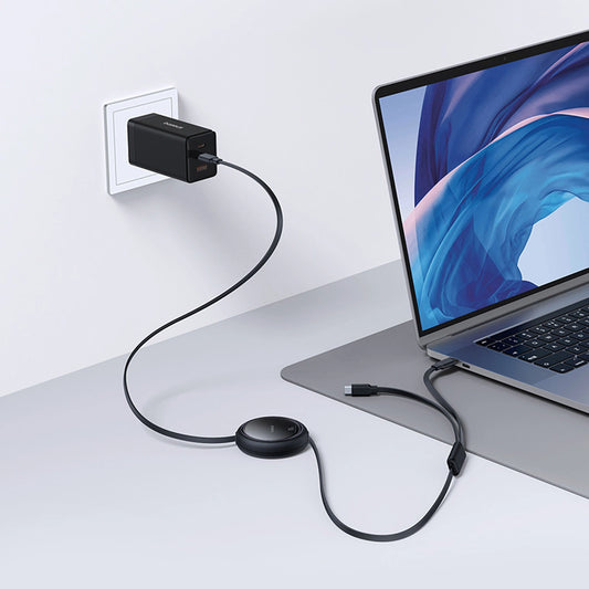Baseus Bright Mirror Series USB-C Einziehbares Kabel - 2 x USB-C 100W 1m - Schwarz