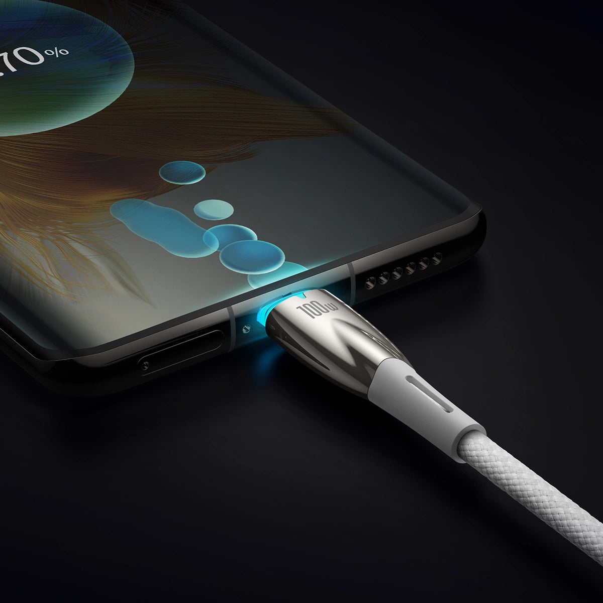 Baseus CADH000802 USB-C – USB-C PD-Kabel 100 W 5 A 480 Mbit/s 2 m – Weiß