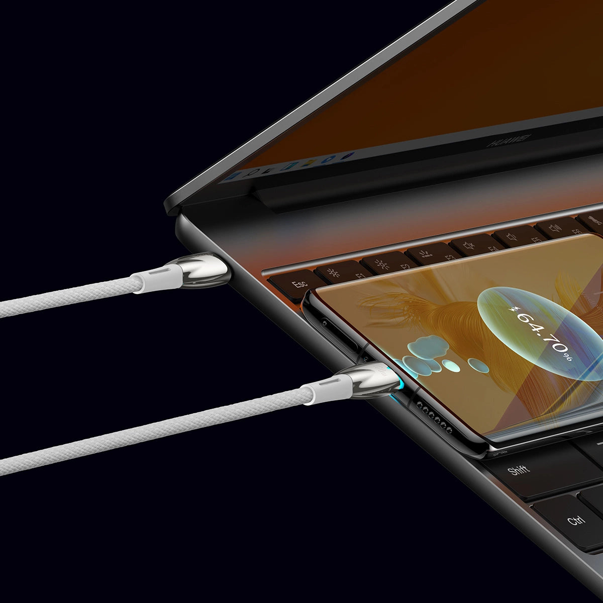 Baseus CADH000802 USB-C – USB-C PD-Kabel 100 W 5 A 480 Mbit/s 2 m – Weiß