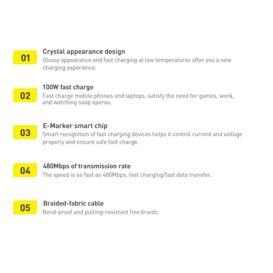 Baseus CAJY000605 USB-C – USB-C PD-Kabel 100 W 5 A 480 Mbit/s 1,2 m – Lila