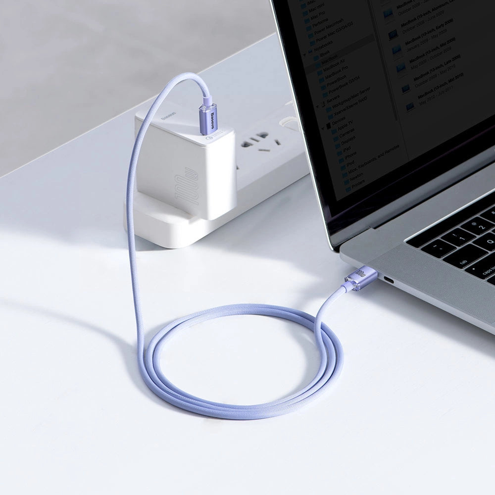 Baseus CAJY000605 USB-C – USB-C PD-Kabel 100 W 5 A 480 Mbit/s 1,2 m – Lila