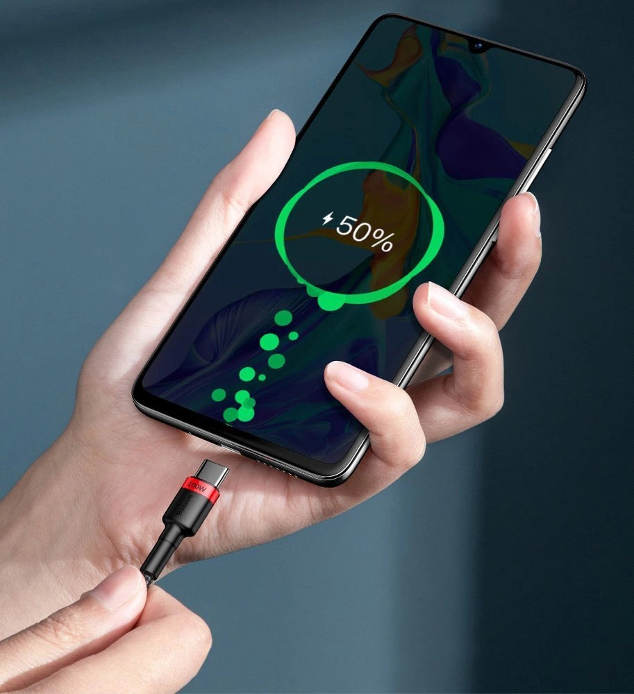 Baseus CATKLF-AL91 USB-C – USB-C PD QC-Kabel 100 W 5 A 480 Mbit/s 2 m – Schwarz und Rot