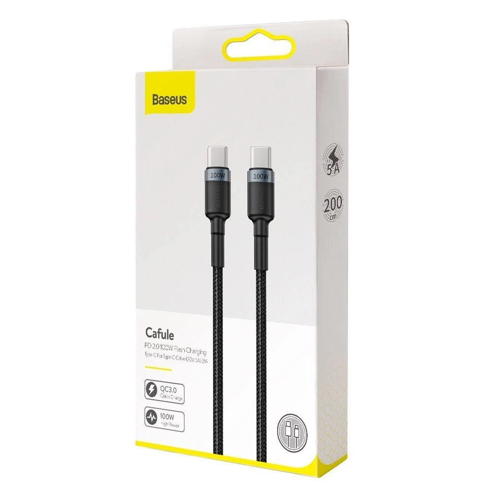 Baseus CATKLF-ALG1 USB-C – USB-C PD QC-Kabel 100 W 5 A 2 m – grau