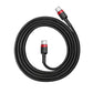Baseus CATKLF-G91 USB-C – USB-C PD QC-Kabel 60 W 3 A 480 Mbit/s 1 m – Schwarz und Rot