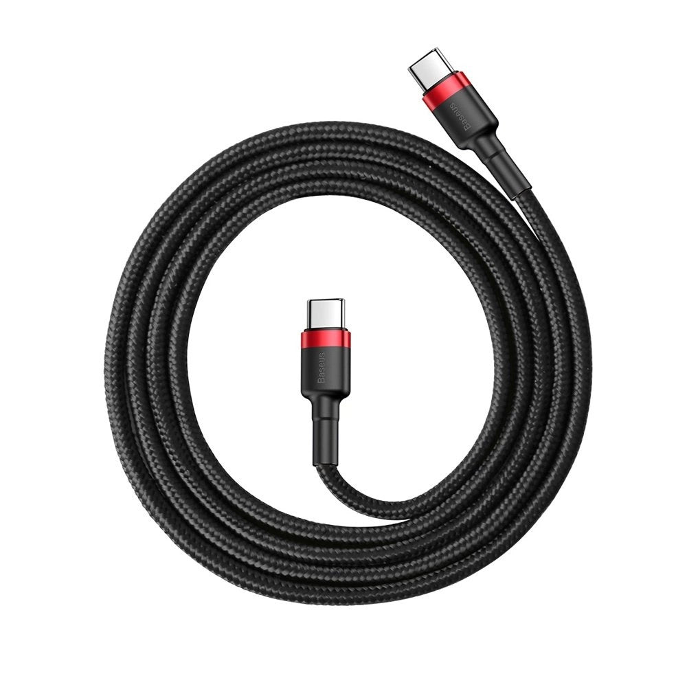 Baseus CATKLF-G91 USB-C – USB-C PD QC-Kabel 60 W 3 A 480 Mbit/s 1 m – Schwarz und Rot