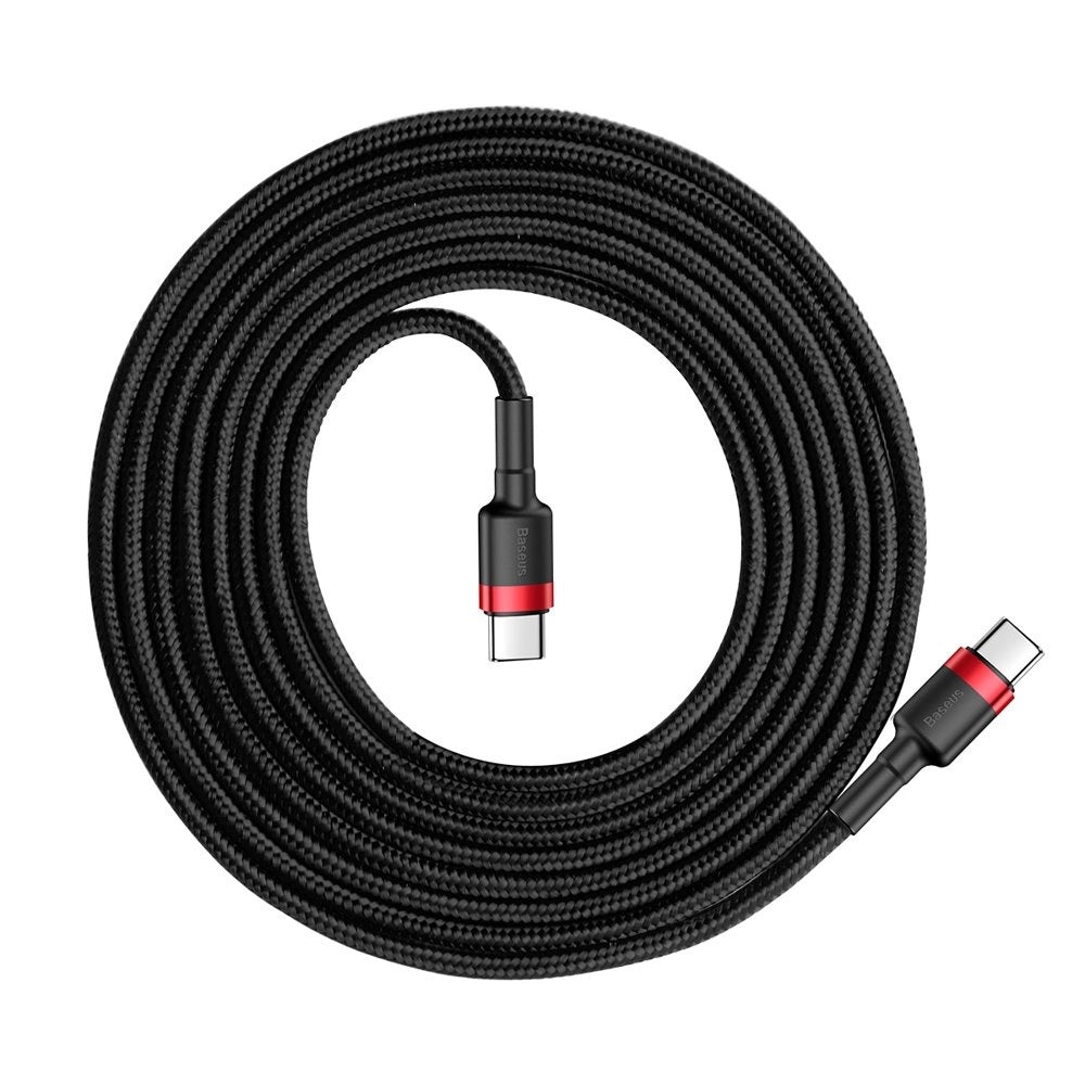 Baseus CATKLF-H91 USB-C – USB-C PD QC-Kabel 60 W 3 A 480 Mbit/s 2 m – Schwarz und Rot