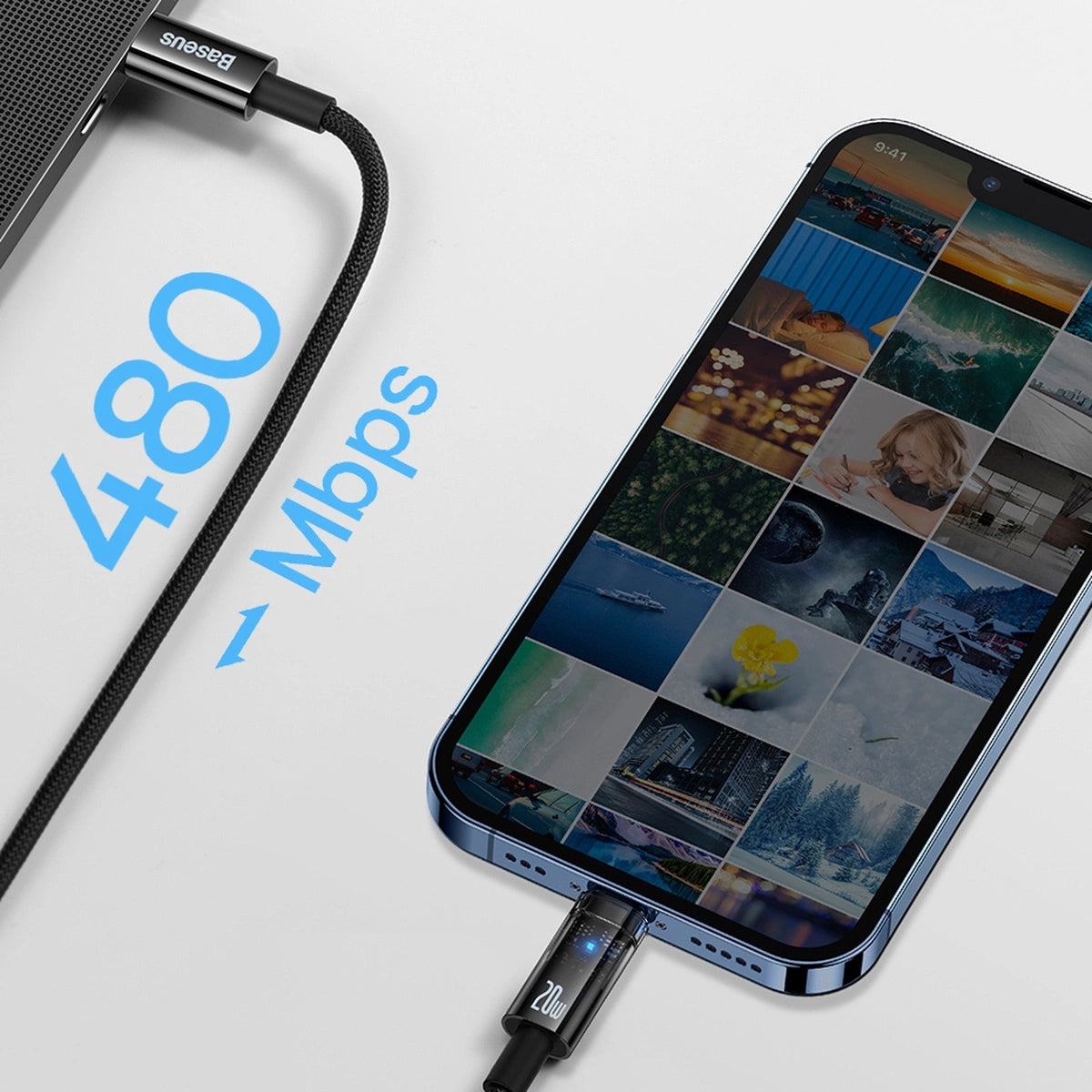 Baseus CATS000003 Lightning – USB-C-Kabel 20 W 480 Mbit/s 1 m – blau