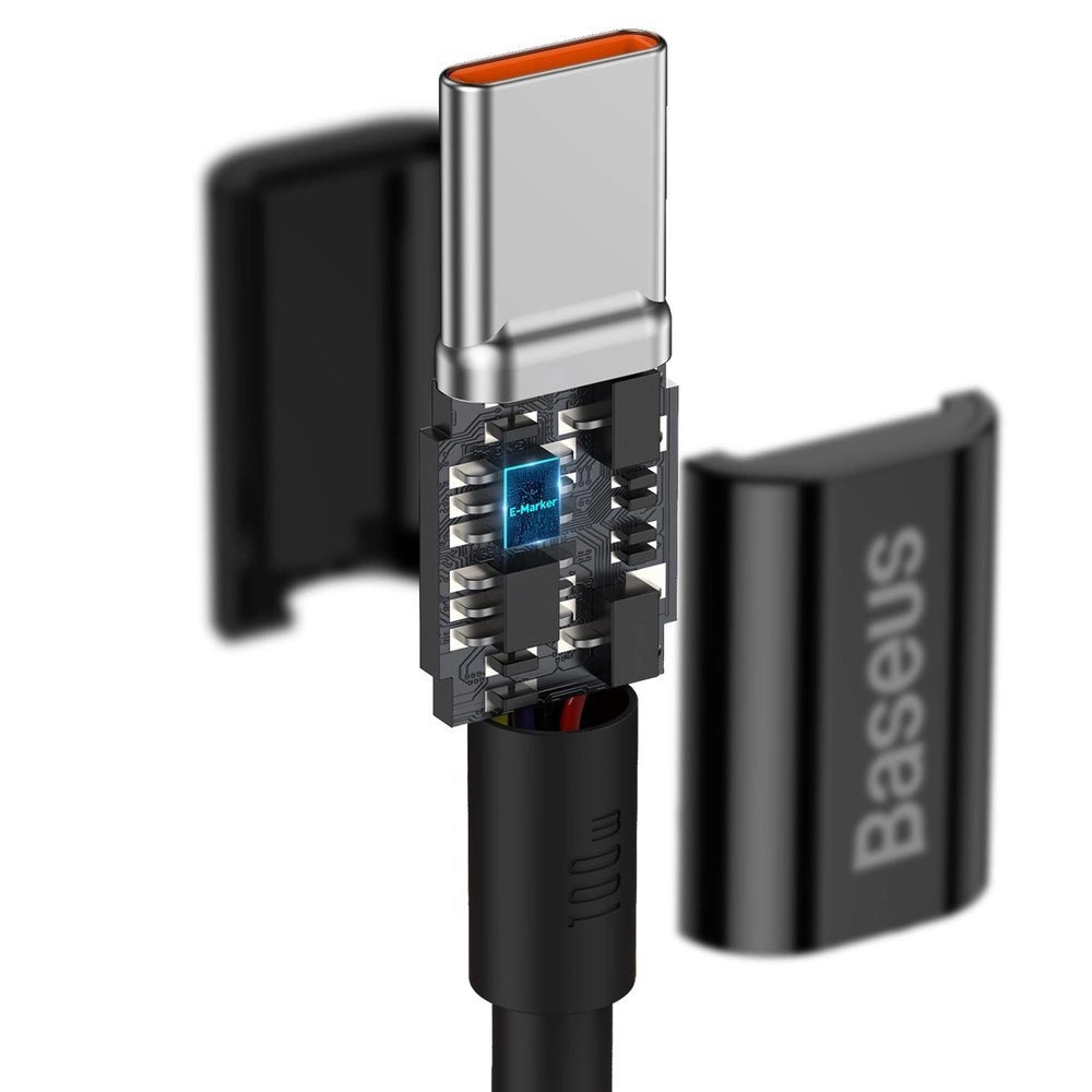 Baseus CATYS-C01 USB-C – USB-C PD QC FCP Kabel 100 W 5 A 480 Mbit/s 2 m – Schwarz