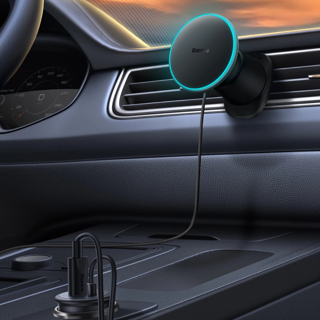 Baseus CW01 Autohalterung für iPhone mit 15-W-Induktionsladegerät für Lüftungsschlitze – Schwarz