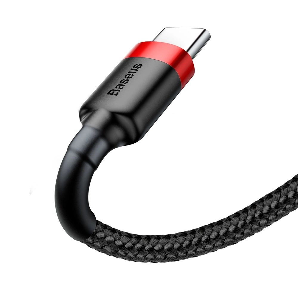 Baseus Cafule Cable Robustes Nylonkabel USB / USB-C QC3.0 2A 2M Schwarz und Rot (CATKLF-C91)