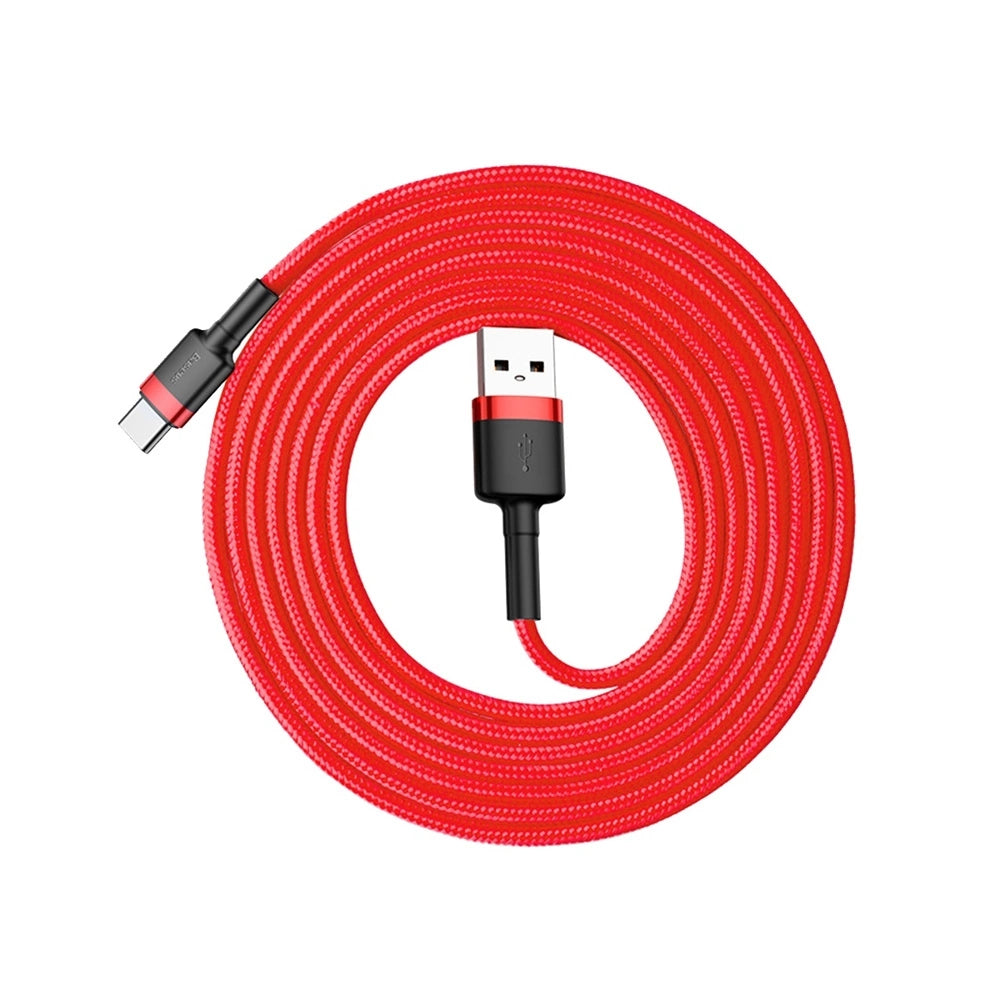 Baseus Cafule Cable durabel Kabel mit Nylon geflochtenes Ladekabel USB / USB-C QC3.0 2A 2M rot (CATKLF-C09)