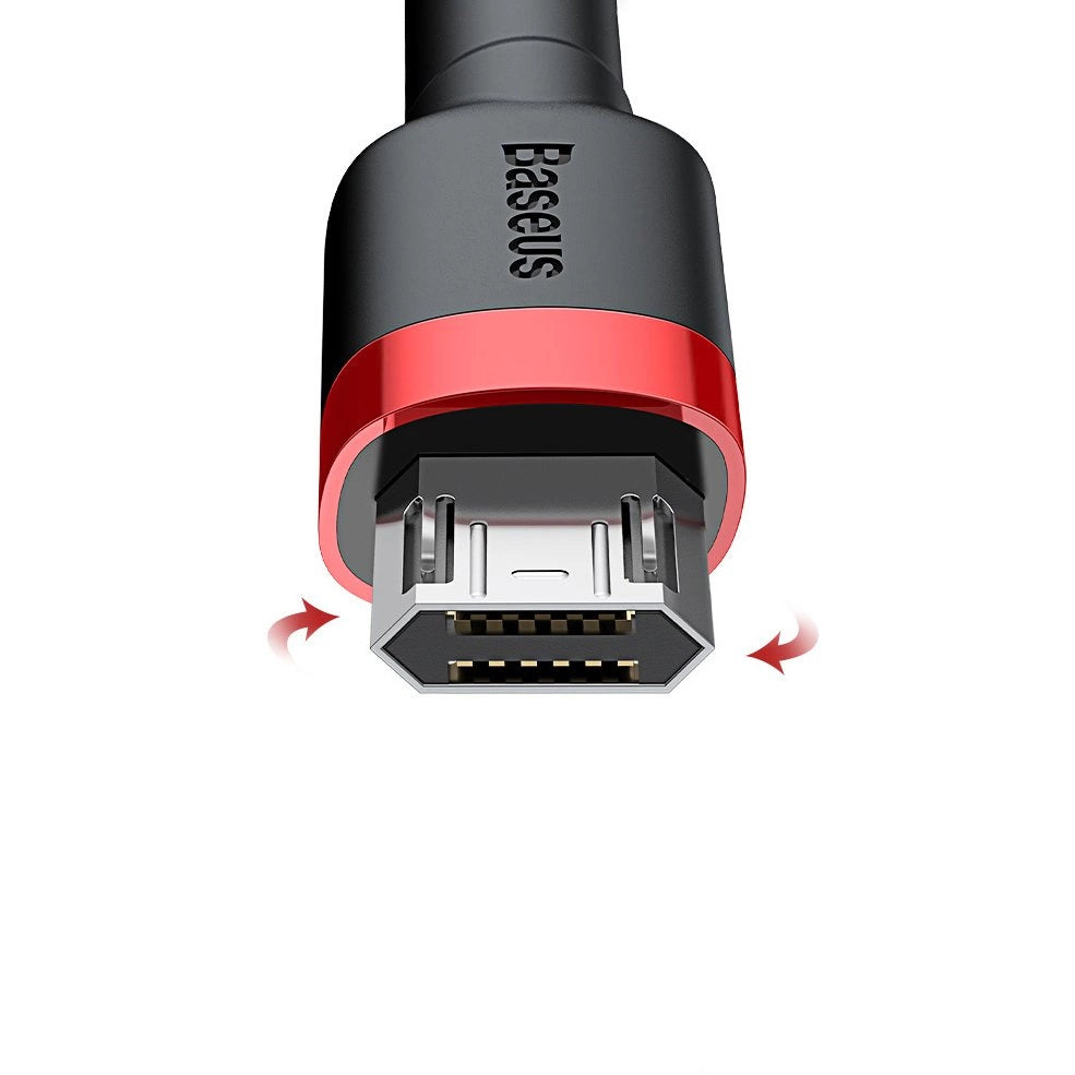 Baseus Cafule Cable strapazierfähiges Nylonkabel USB / Micro USB 2A 3M schwarz-rot (CAMKLF-H91)